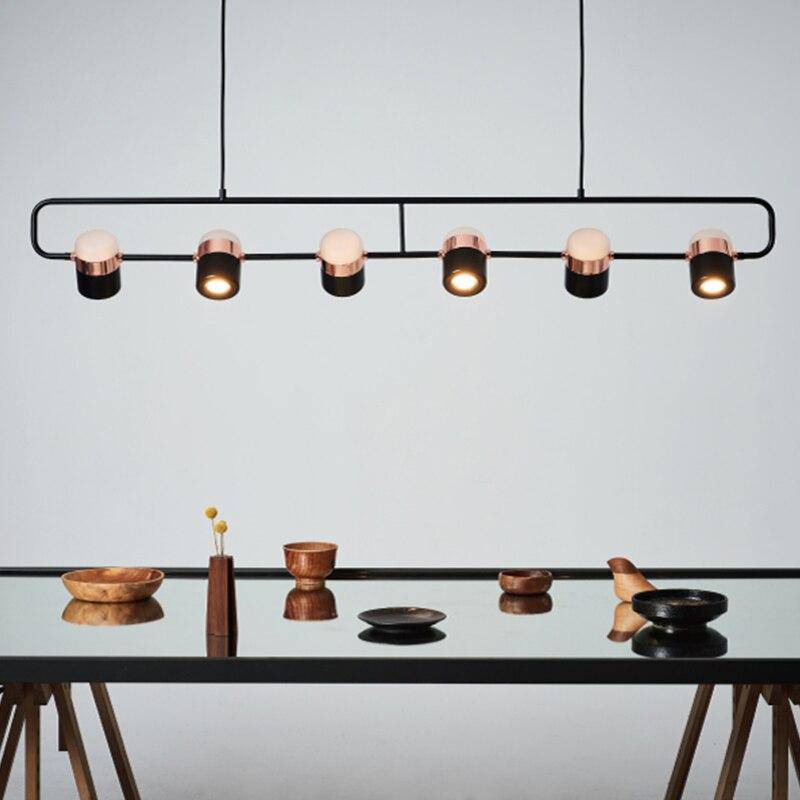 Lustre suspendue LED avec spots rose gold