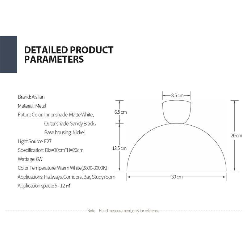 Lámpara de techo design LED media bola negra Superficie