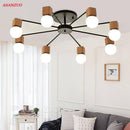 Plafonnier LED en bois et métal à une ou plusieurs lampes
