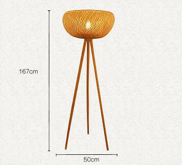 Lampadaire tripode avec abat-jour en bambou Asia