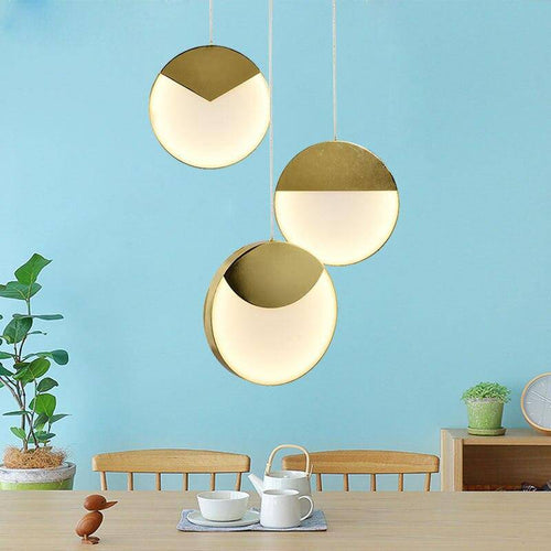 Suspension design LED aux formes arrondies dorées Créative