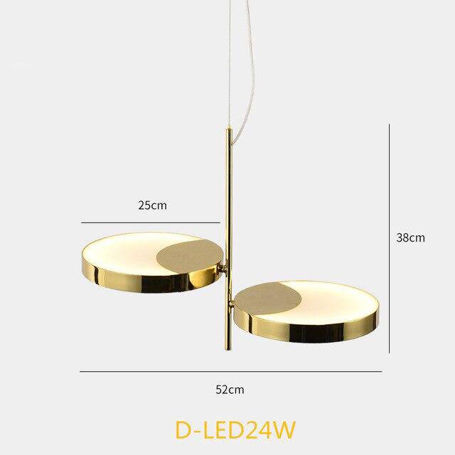 Lámpara de suspensión design LEDs con formas doradas redondeadas Creative