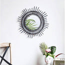 Miroir mural décoratif rond en rotin noir Rattan