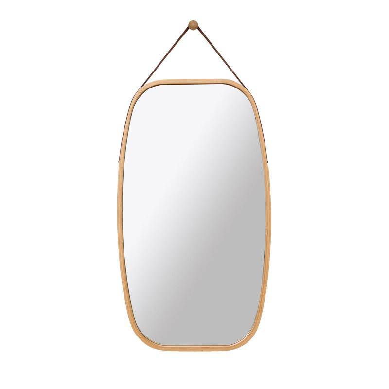 Rounded rectangle wall mirror with brown edges Wear
