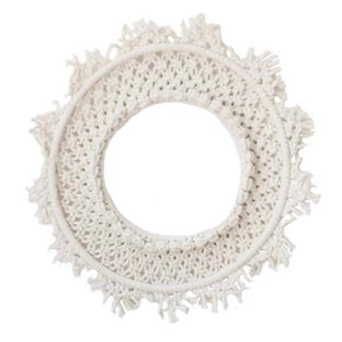 Miroir mural rond en tissu beige Bohemian - vue 3 sur 7