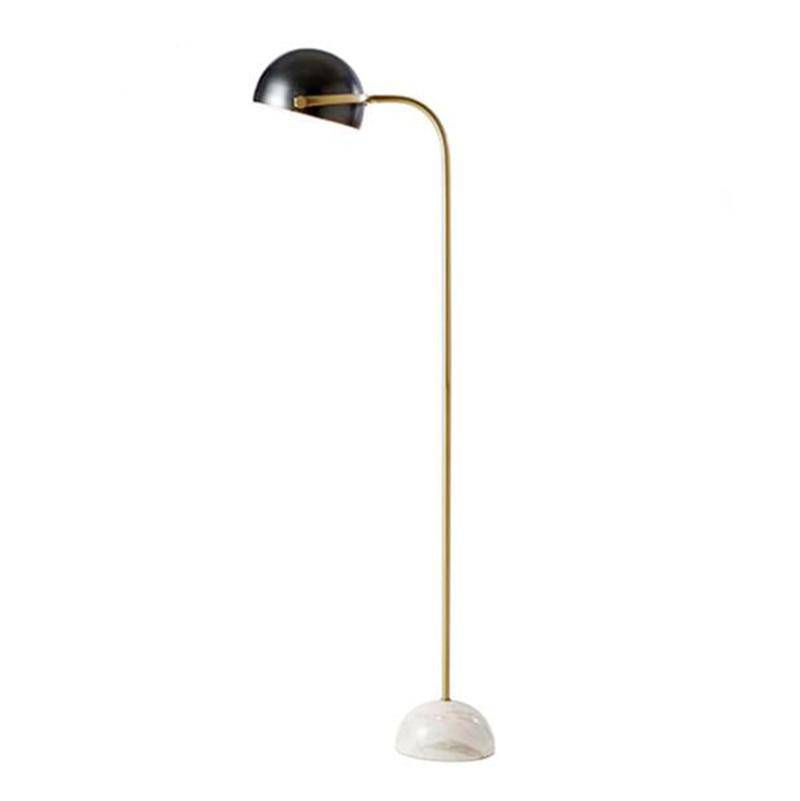 Lampadaire design doré avec abat-jour boule noire et base en marbre - vue 6 sur 9