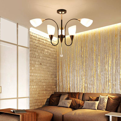 Lustre LED avec bras arrondis et lampes en verre Room - vue 3 sur 10