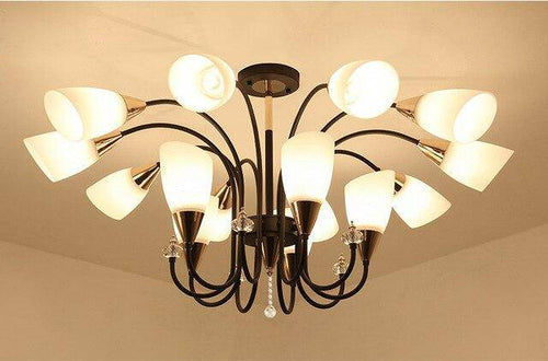 Lustre LED avec bras arrondis et lampes en verre Room - vue 8 sur 10