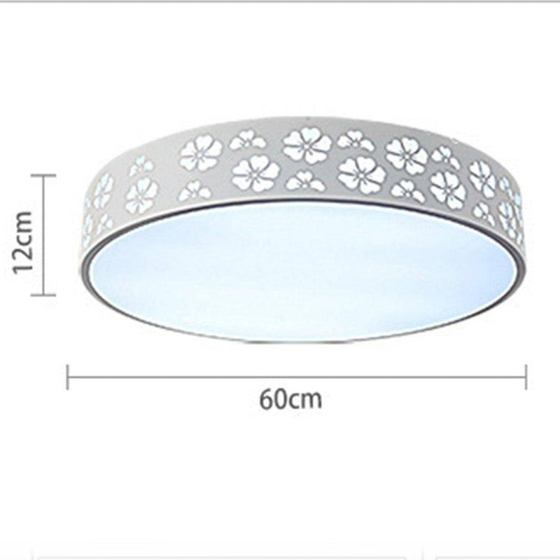 Plum round LED ceiling light with flowers