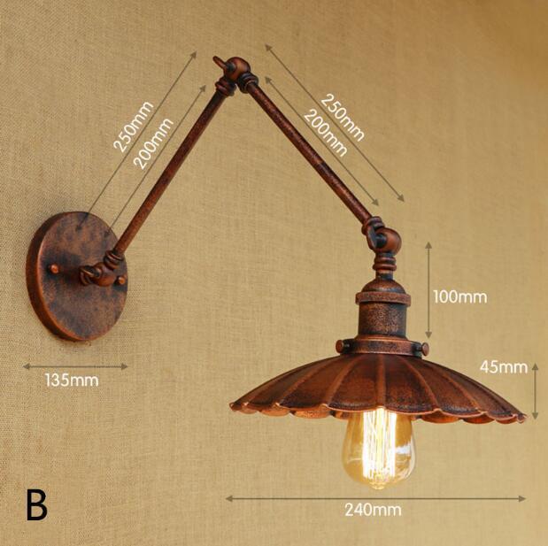 wall lamp vintage LED wall light with lampshade flat adjustable Ylona