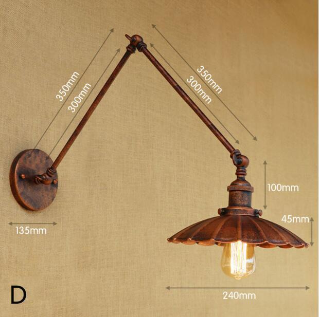 wall lamp vintage LED wall light with lampshade flat adjustable Ylona