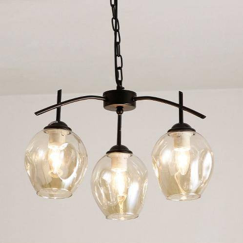 Lámpara de araña design industrial con bolas de cristal colgantes Interior