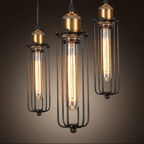 Suspension industriel LED en métal avec cage style rétro - vue 5 sur 8
