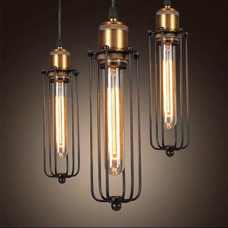 pendant light industrial metal LED with retro style cage