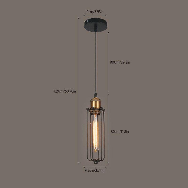 Lámpara de suspensión LED de metal industrial con jaula de estilo retro