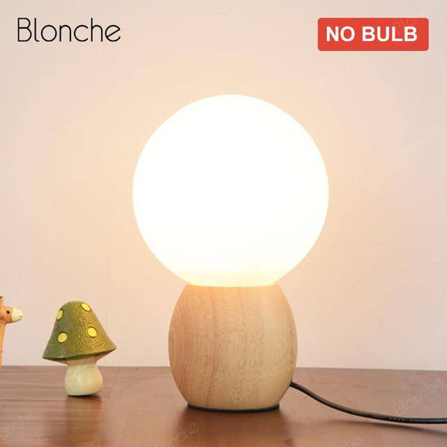 Lampe de chevet à LED boule en bois