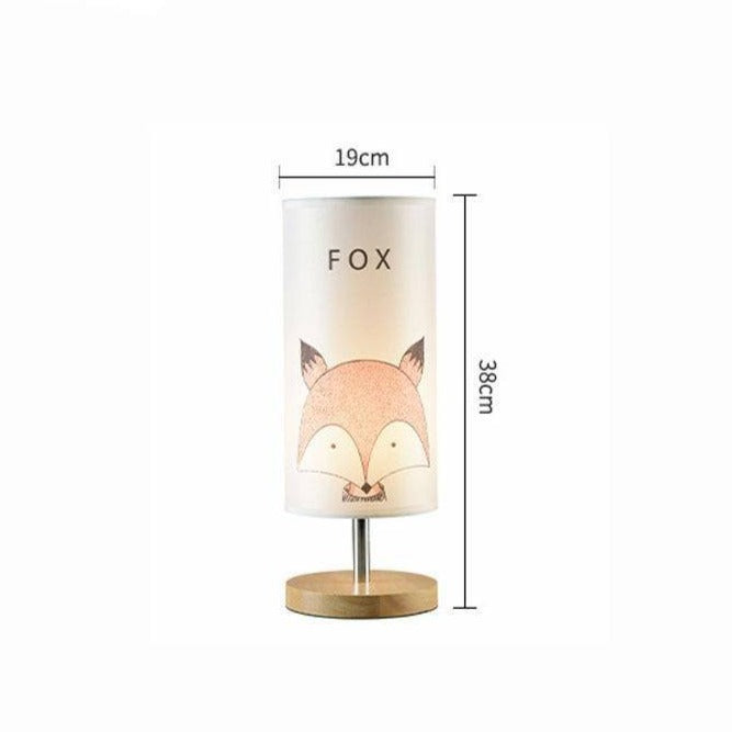 Lampe de chevet (ou bureau) en bois avec dessin d'animaux pour enfant