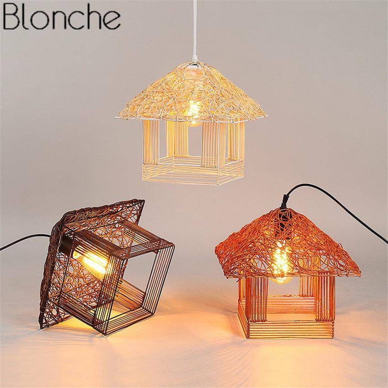 pendant light in the shape of a house in Country color