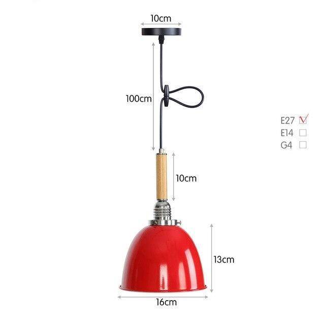 pendant light vintage metal LED with lampshade retro style