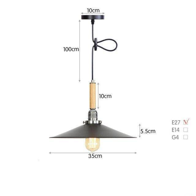 Lámpara de suspensión LED de metal vintage con pantalla de estilo retro