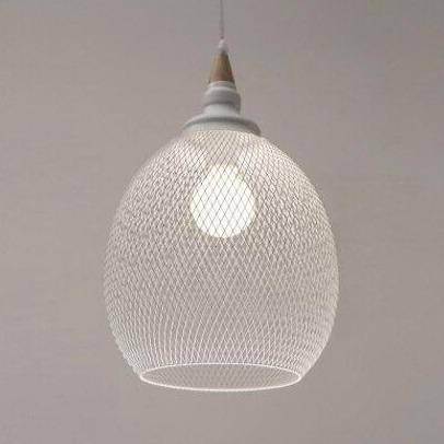 pendant light modern LED with lampshade white cage industrial style