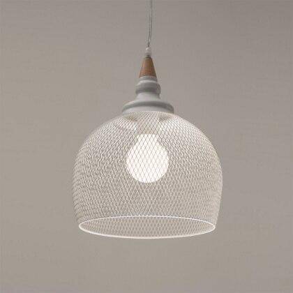 Suspension moderne LED avec abat-jour cage blanche style industriel