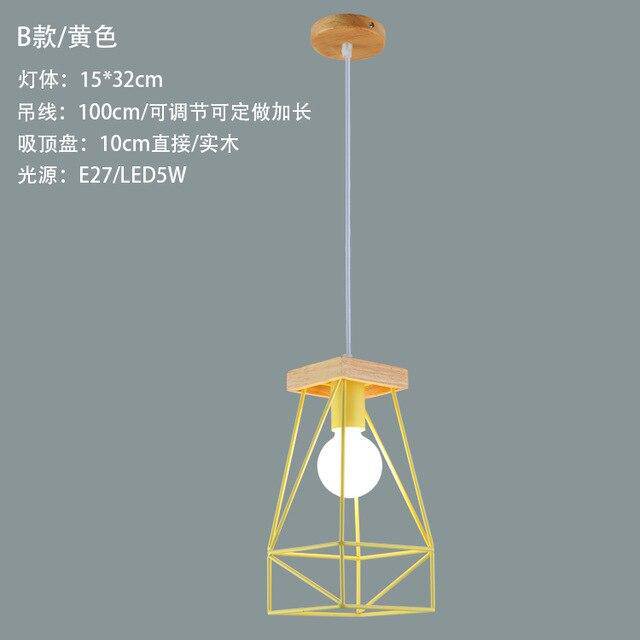 pendant light Scandinavian style metal cage LED design