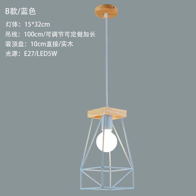 pendant light Scandinavian style metal cage LED design