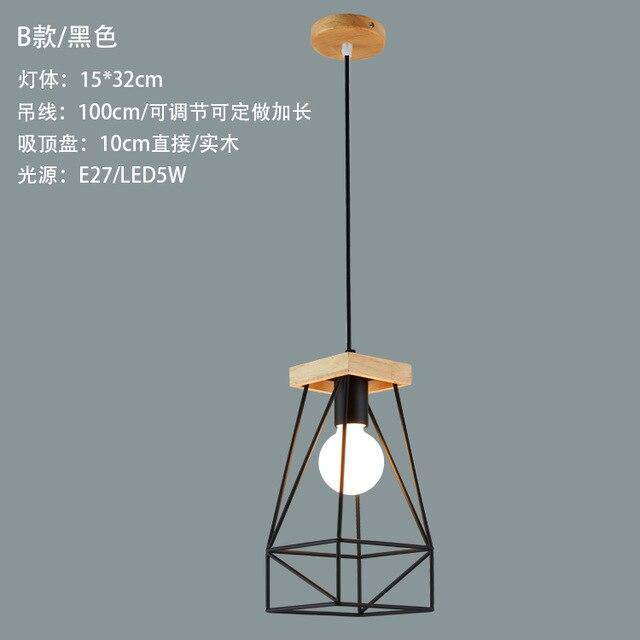 Suspension design LED en cage métal colorée style scandinave