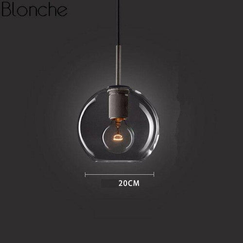 Suspension design LED en verre arrondi au style Loft Industriel - vue 7 sur 8