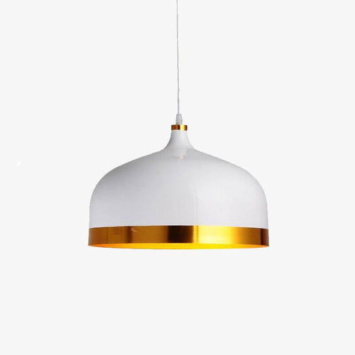 Suspension design LED avec abat-jour en métal arrondi au bords dorés Loft