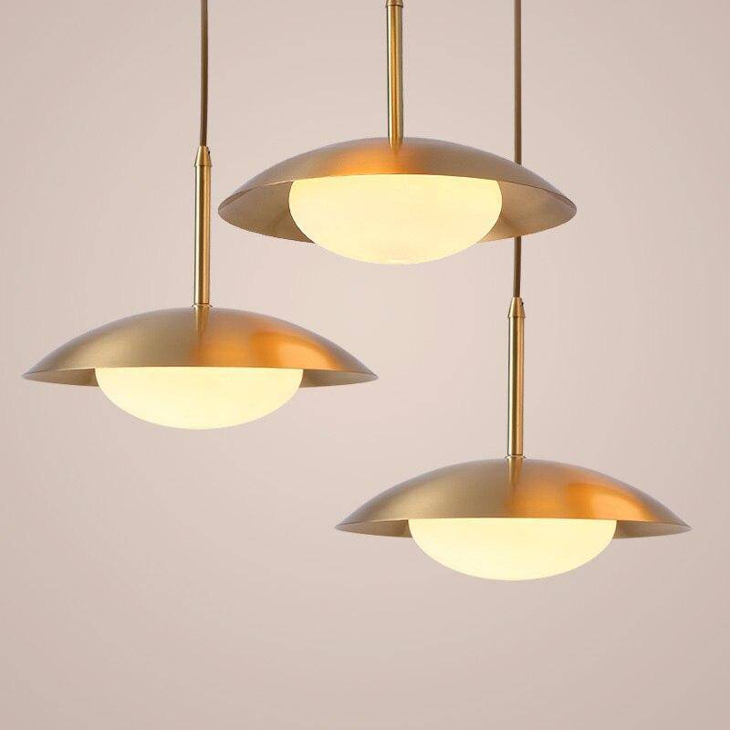 pendant light LED design with lampshade rounded gold metal Luxury Hang