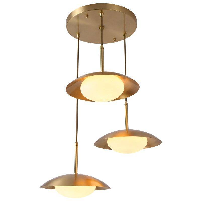 pendant light LED design with lampshade rounded gold metal Luxury Hang