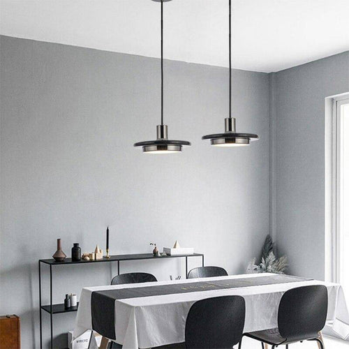 Suspension design LED avec abat-jour en forme de disque chromé Luxury - vue 3 sur 9