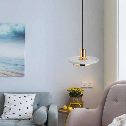 Suspension design LED avec abat-jour en forme de disque chromé Luxury - vue 4 sur 9