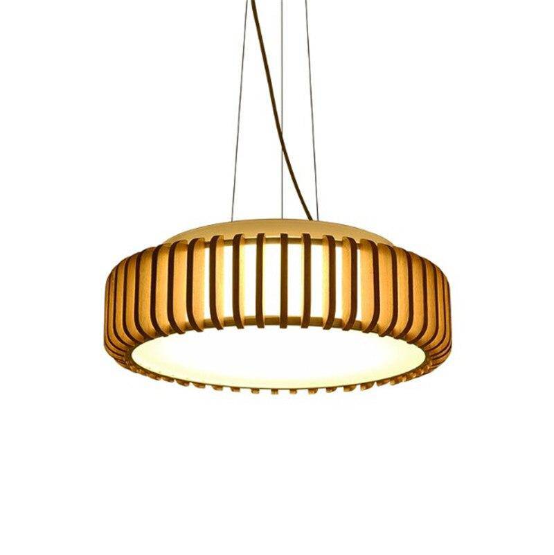 pendant light wooden LED design with Hang disc lampshade