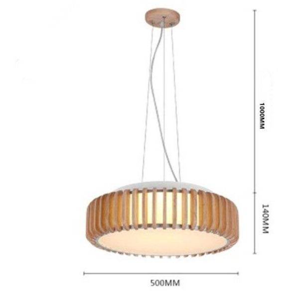 Lámpara de suspensión design LED de madera con pantalla de disco colgante