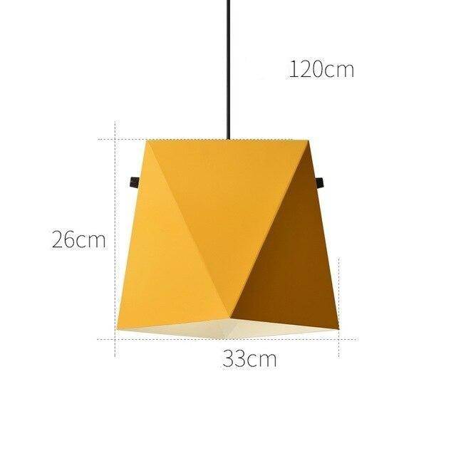 Lámpara de suspensión design LED con pantalla metálica de color geométrico