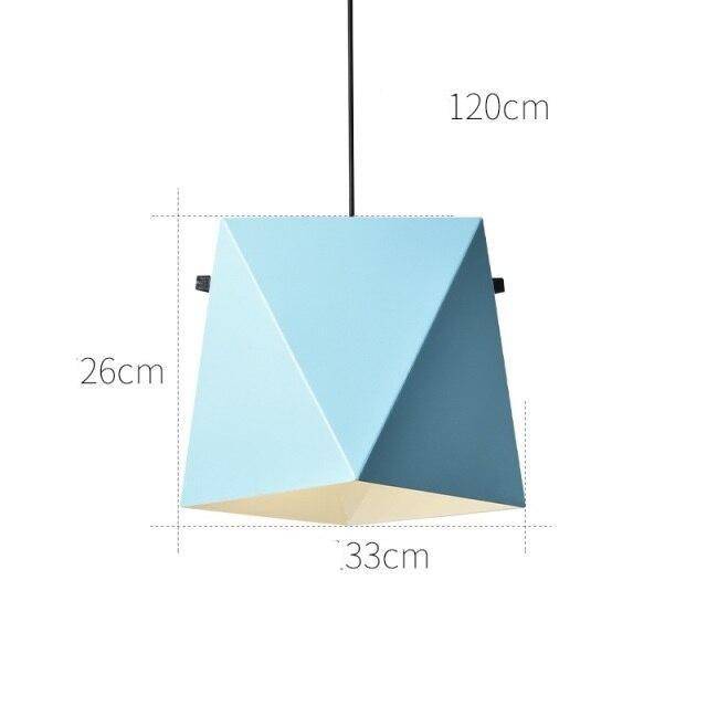 Lámpara de suspensión design LED con pantalla metálica de color geométrico