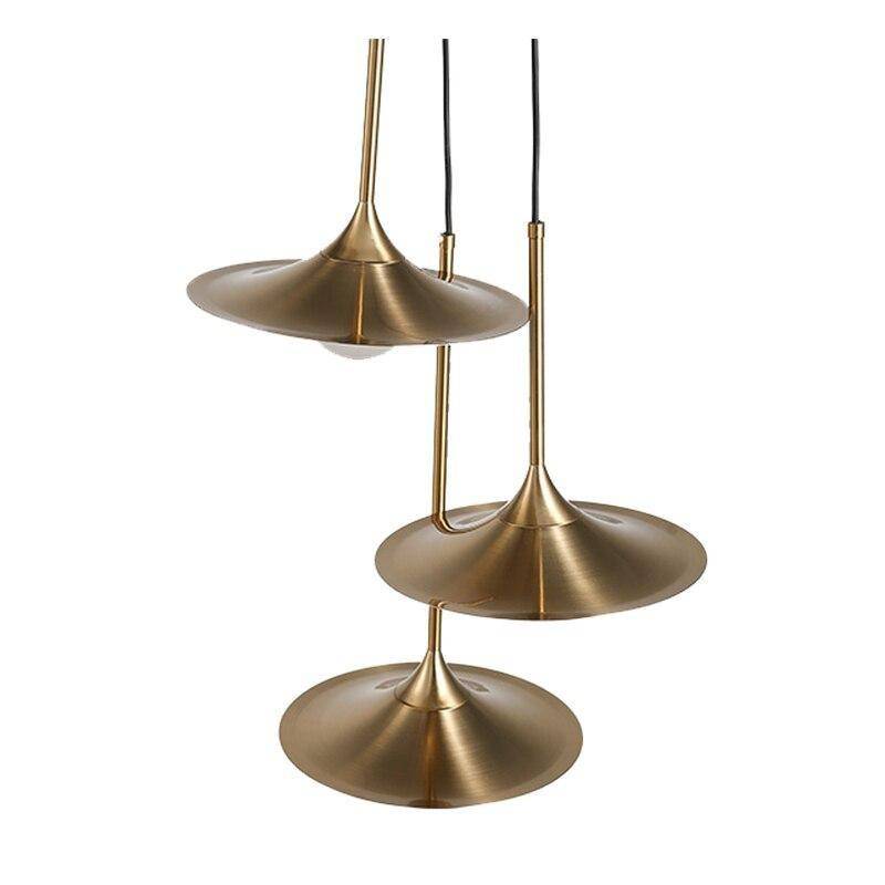 Suspension design LED en métal doré avec abat-jour arrondi Vigour - vue 6 sur 7