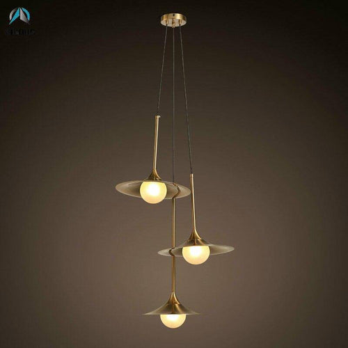 Suspension design LED en métal doré avec abat-jour arrondi Vigour - vue 5 sur 7