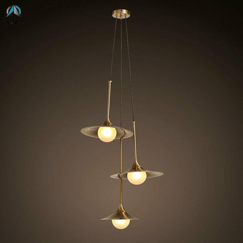 Suspension design LED en métal doré avec abat-jour arrondi Vigour - vue 4 sur 7