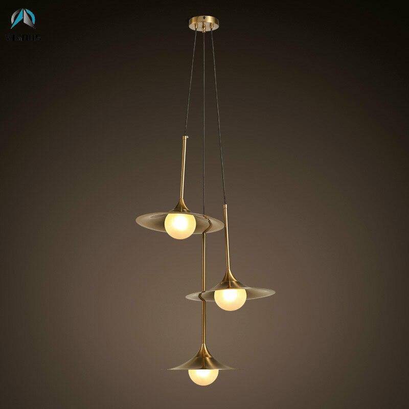 pendant light LED design in gold metal with lampshade Vigour rounded