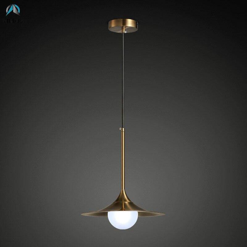 Suspension design LED en métal doré avec abat-jour arrondi Vigour - vue 7 sur 7