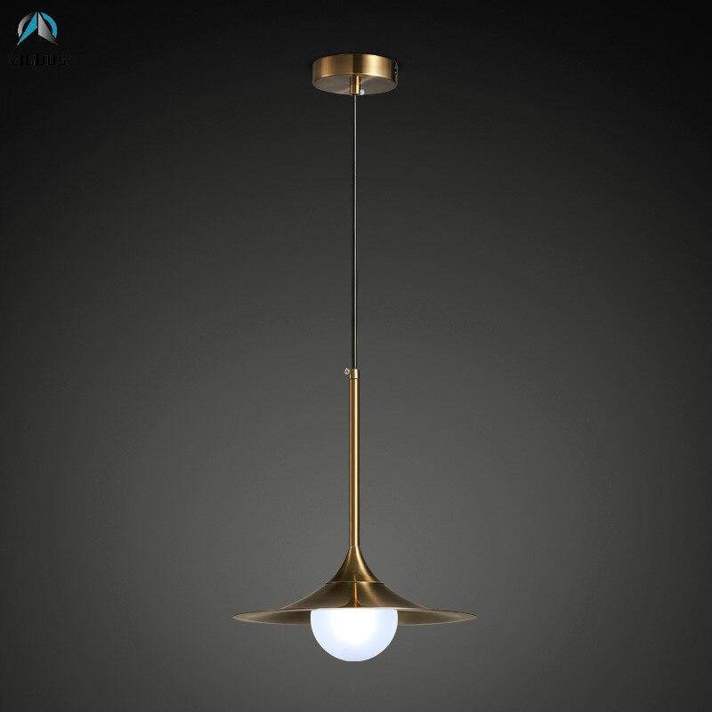 pendant light LED design in gold metal with lampshade Vigour rounded