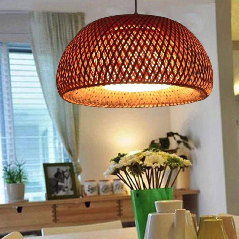 pendant light LED with lampshade rounded rattan Decor