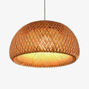 Suspension LED avec abat-jour arrondi en rotin Decor