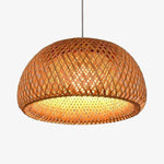 Suspension LED avec abat-jour arrondi en rotin Decor