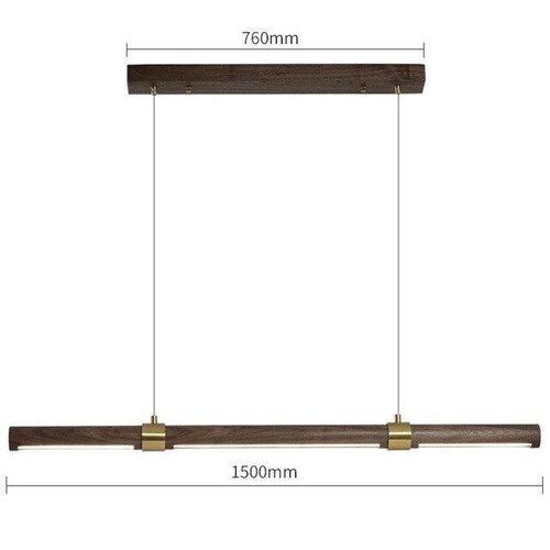 Suspension design LED avec tube allongé en bois style Creative