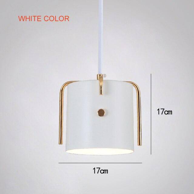 pendant light LED design with lampshade colored metal cylinder Nordic